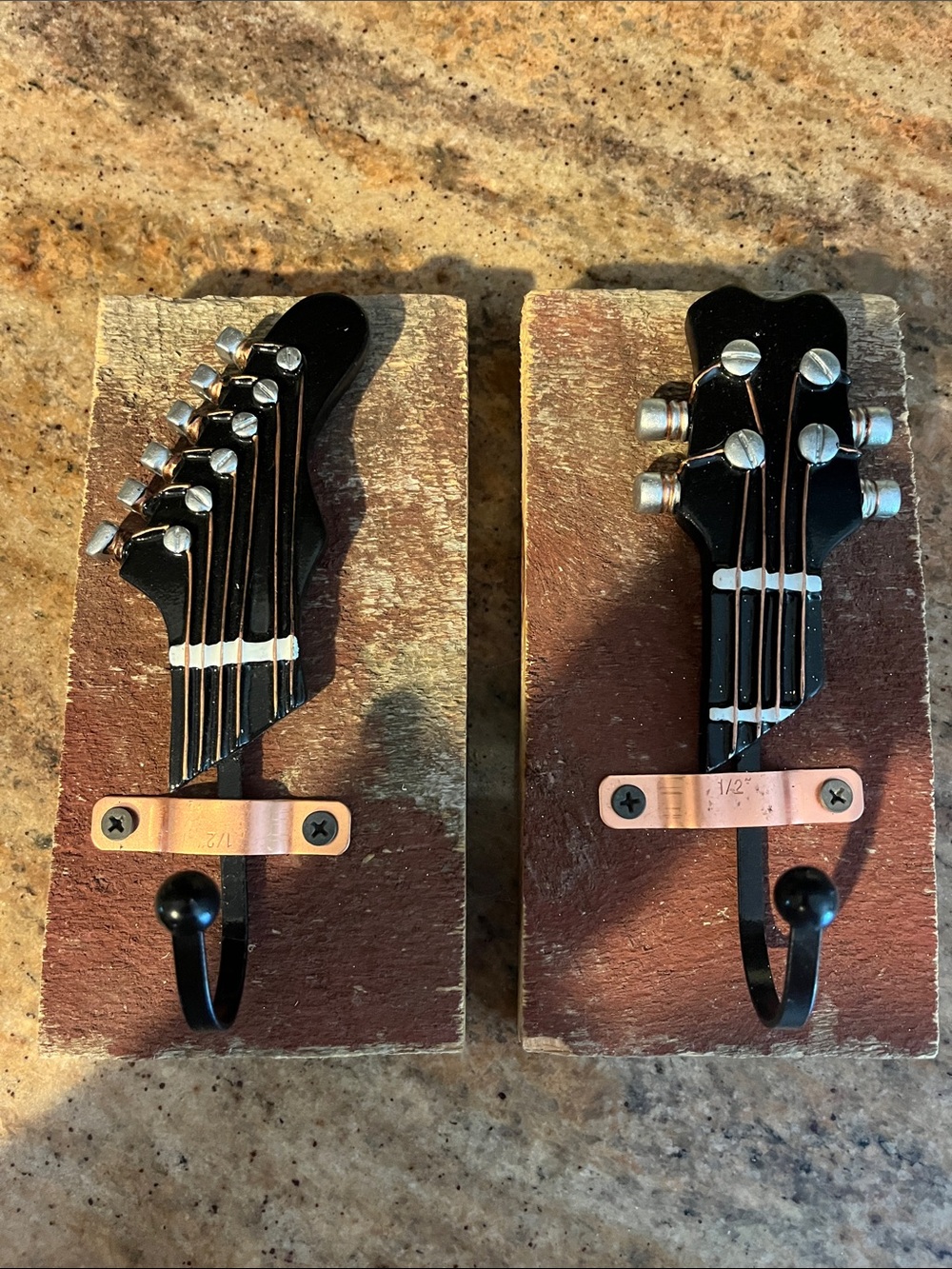 Vintage Wall Hooks Shaped Like Miniature Guitars.